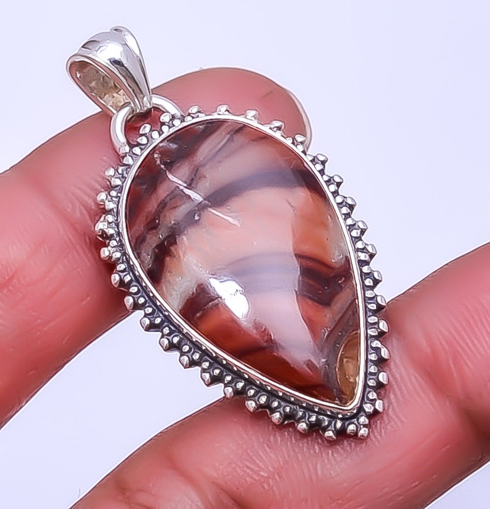 Wave Dolomite – Mexico Gemstone 925 Sterling Silver Pendant 1.72″ P_9359_150_14