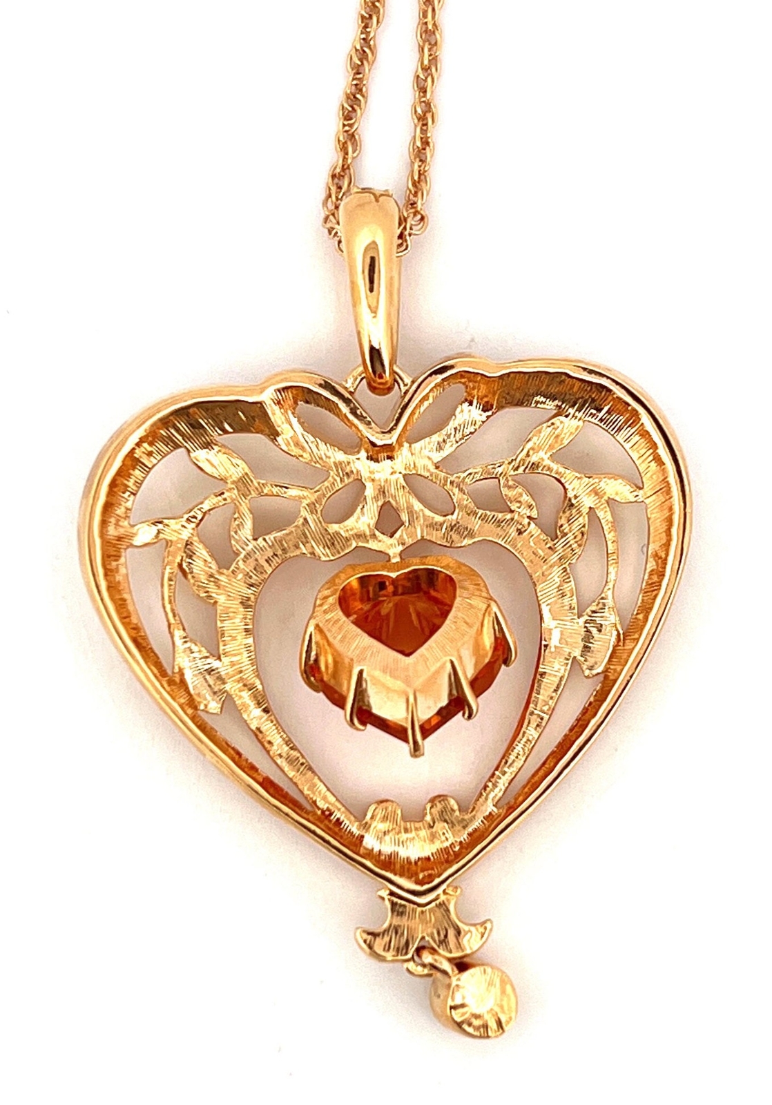 November Birthstone Gold Plate Metal Necklace Set With Heart Shape Topaz Crystal