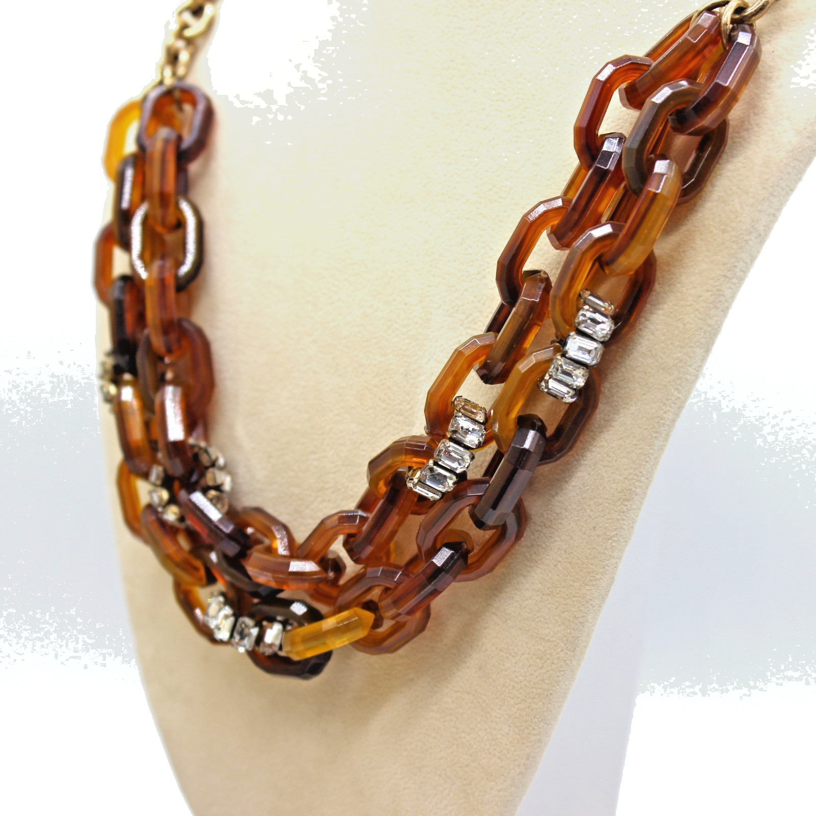 J. Crew Chunky Tortoise Link Necklace with Rhinestones