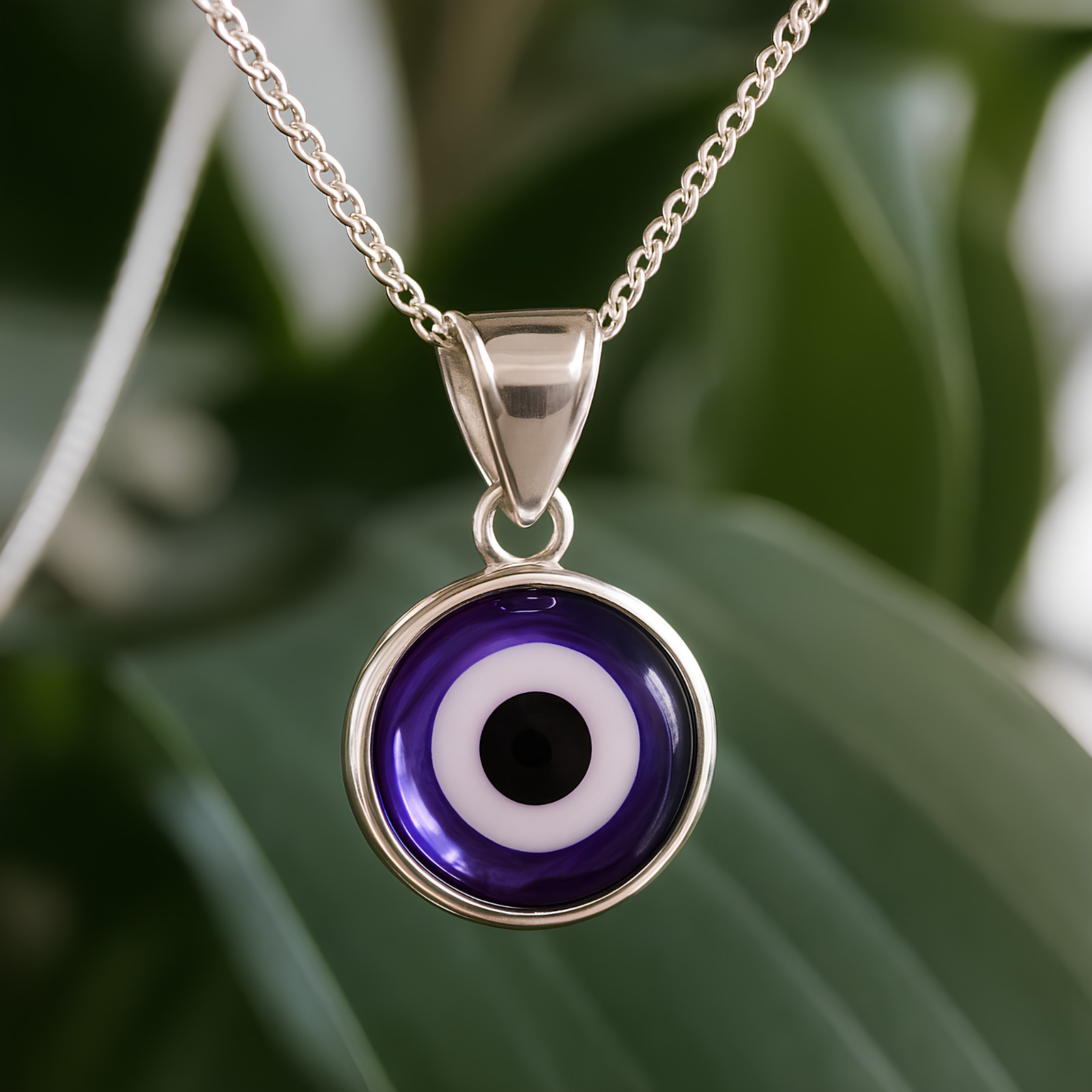 Evil Eye Pendant Amethyst Nasar Necklace Ethereal 925 Silver Jewellery & Boxed
