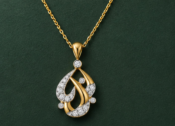 1.00Ct Round Cut Moissanite VVS1 Women Pendant Necklace 14K Yellow Gold Plated