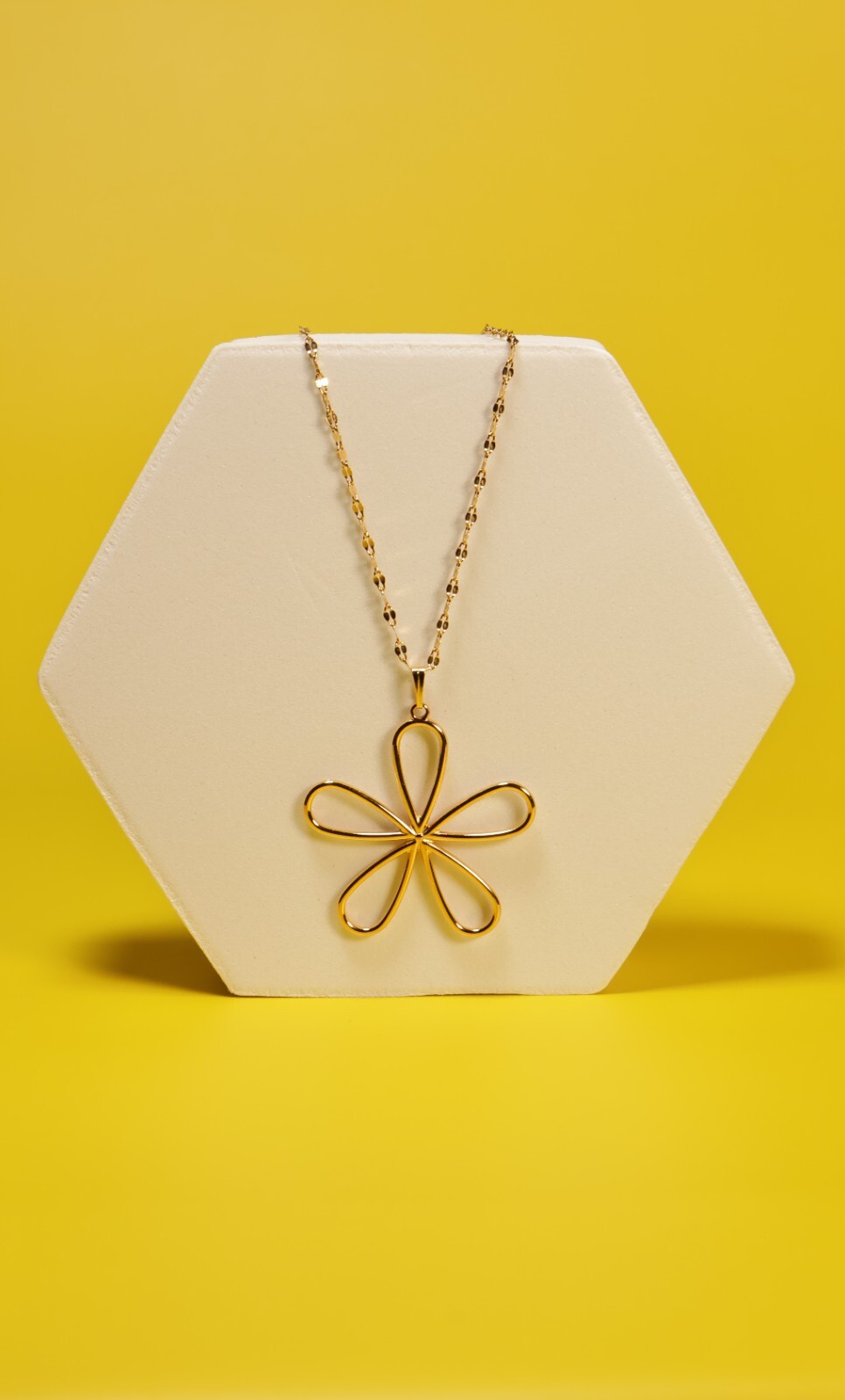 Cadena Para Mujere Con Flor De Margarita De Acero Inoxidable Chapada En Oro 18k