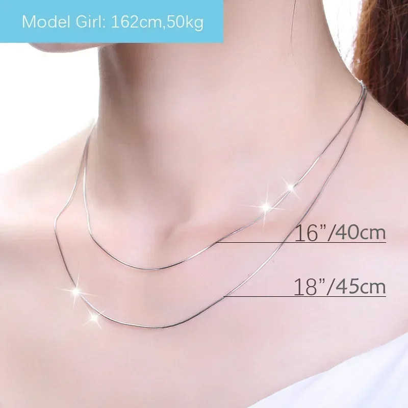 Trustdavis 925 Silver Wavy Mesh Chain Beaded Necklace