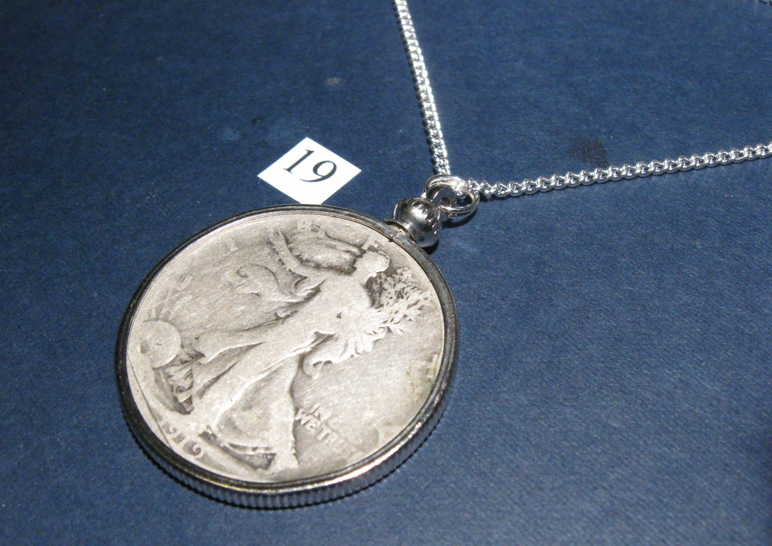 Necklace pendant ~ 1919 Lady Liberty Silver Half Dollar ~Women’s Suffrage
