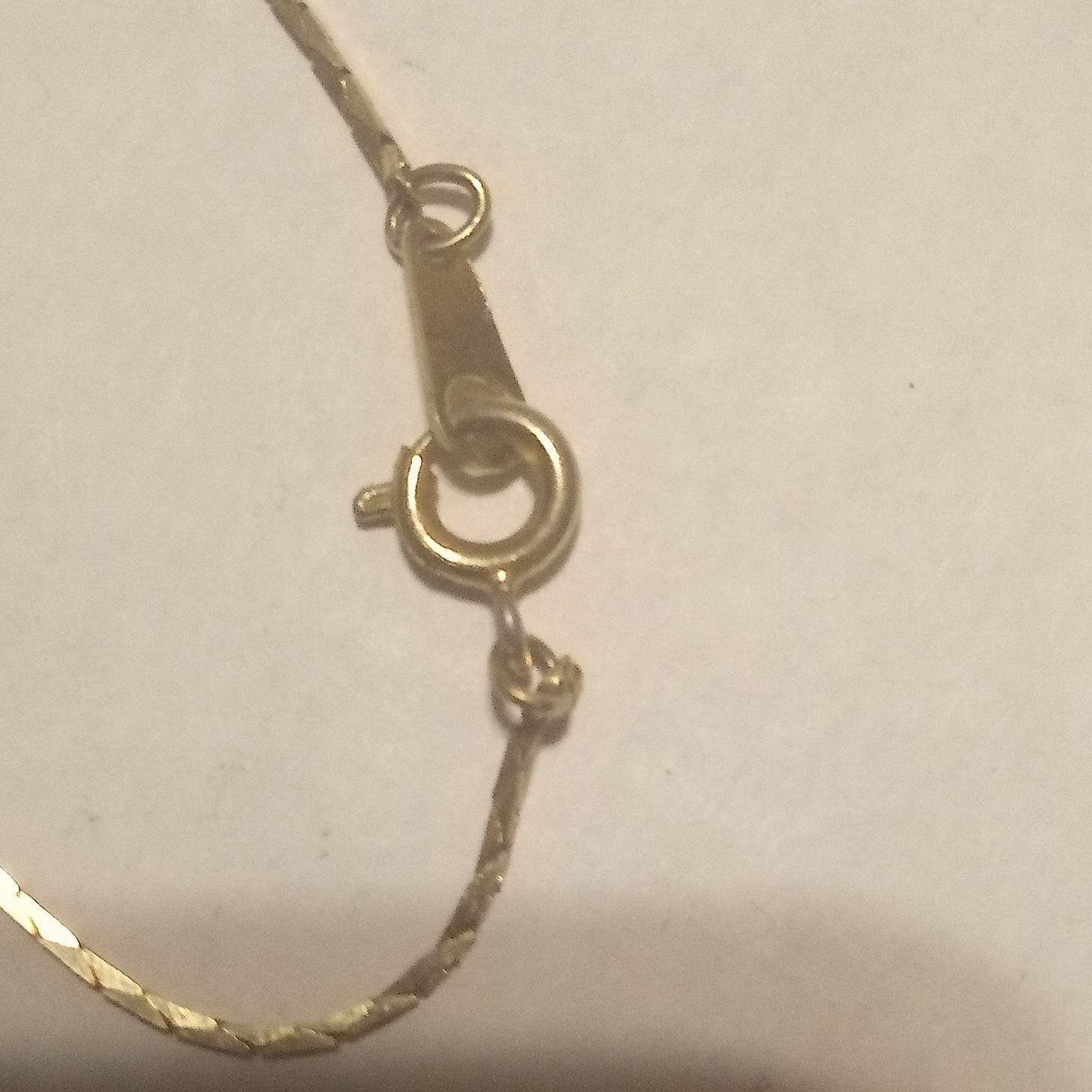 Gold Tone Herringbone Chain Necklace, Heart Charm Pendant, No Stone, Spring