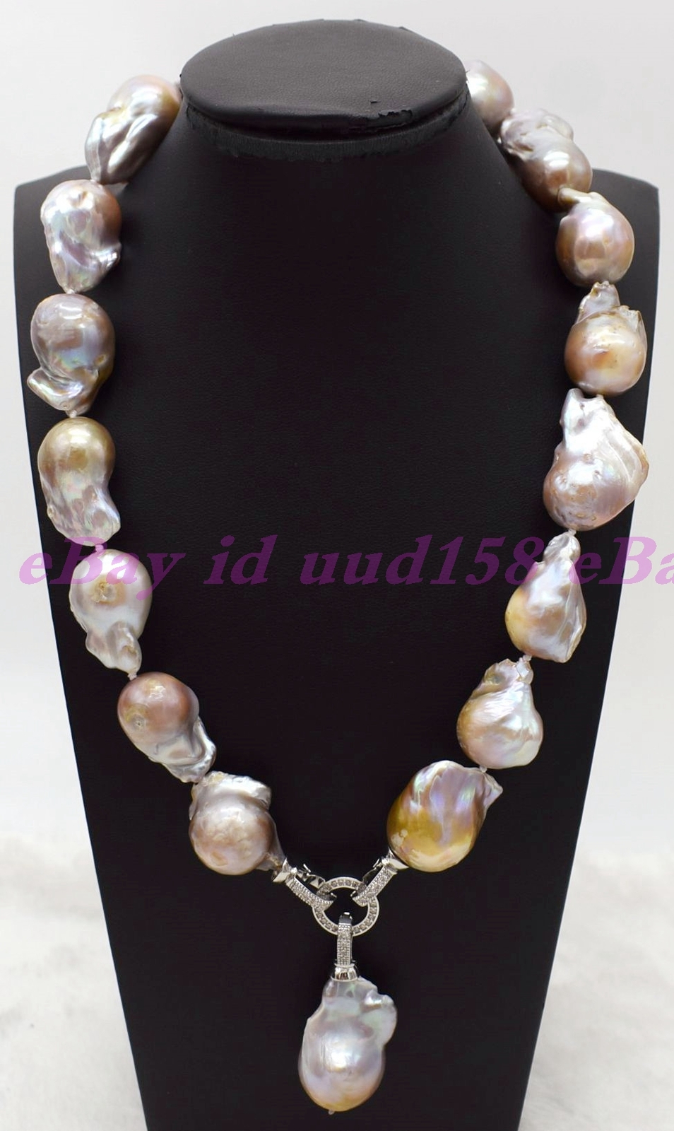NEW HUGE NATURAL AAA++ SOUTH SEA PURPLE BAROQUE PEARL NECKLACE 18″