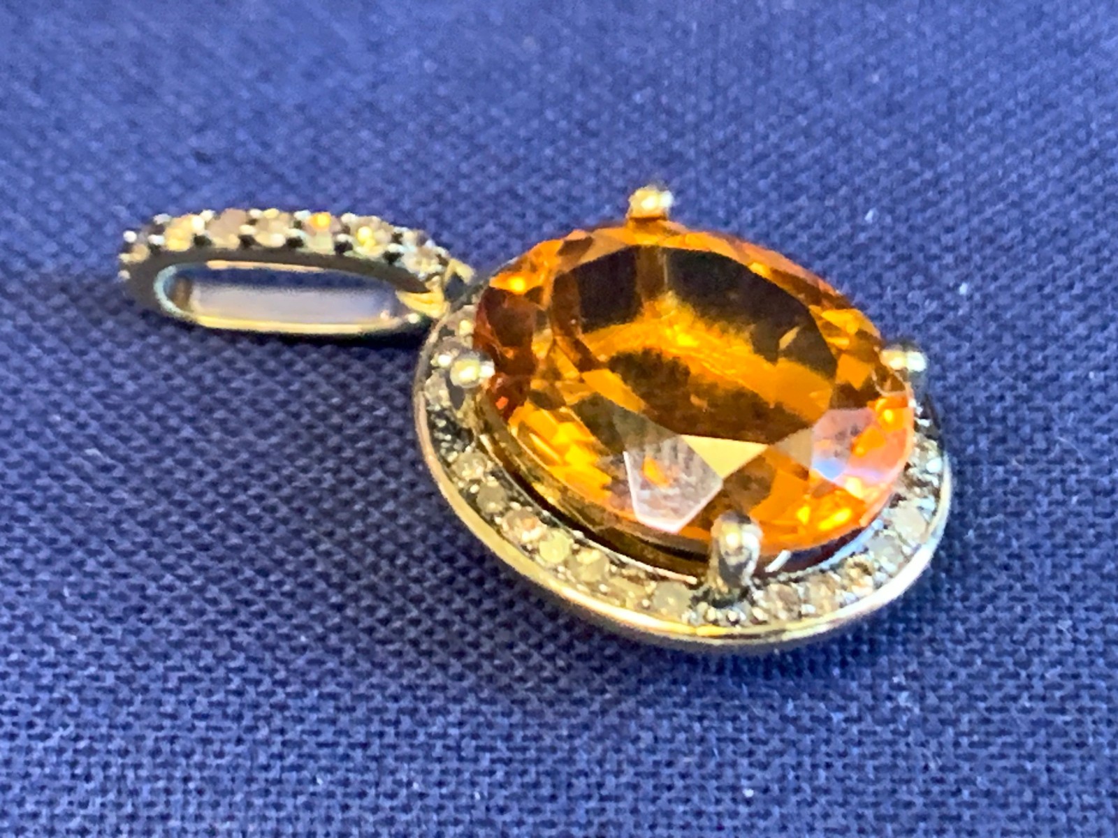 10K Yellow Gold Pendant 2.33g Fine Jewelry Citrine Color & Clear Charm *READ*