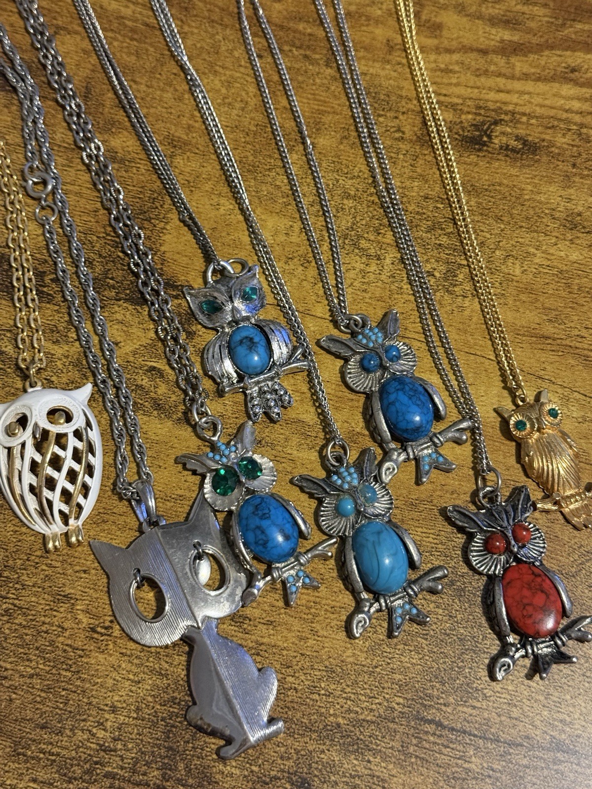 Vintage 1970s Owl Necklace Lot (11) Boho Retro Statement pieces