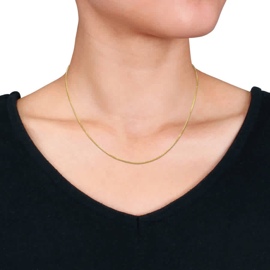 Amour 1mm Diamond Cut Flat Curb Link Chain Necklace in 14k Yellow Gold- 18 in