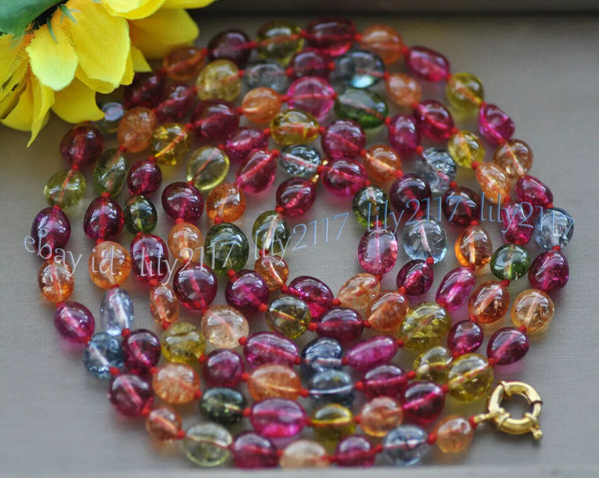12-15mm Multicolor Tourmaline Irregular Freeform Gemstone Beads Necklace 14-72”