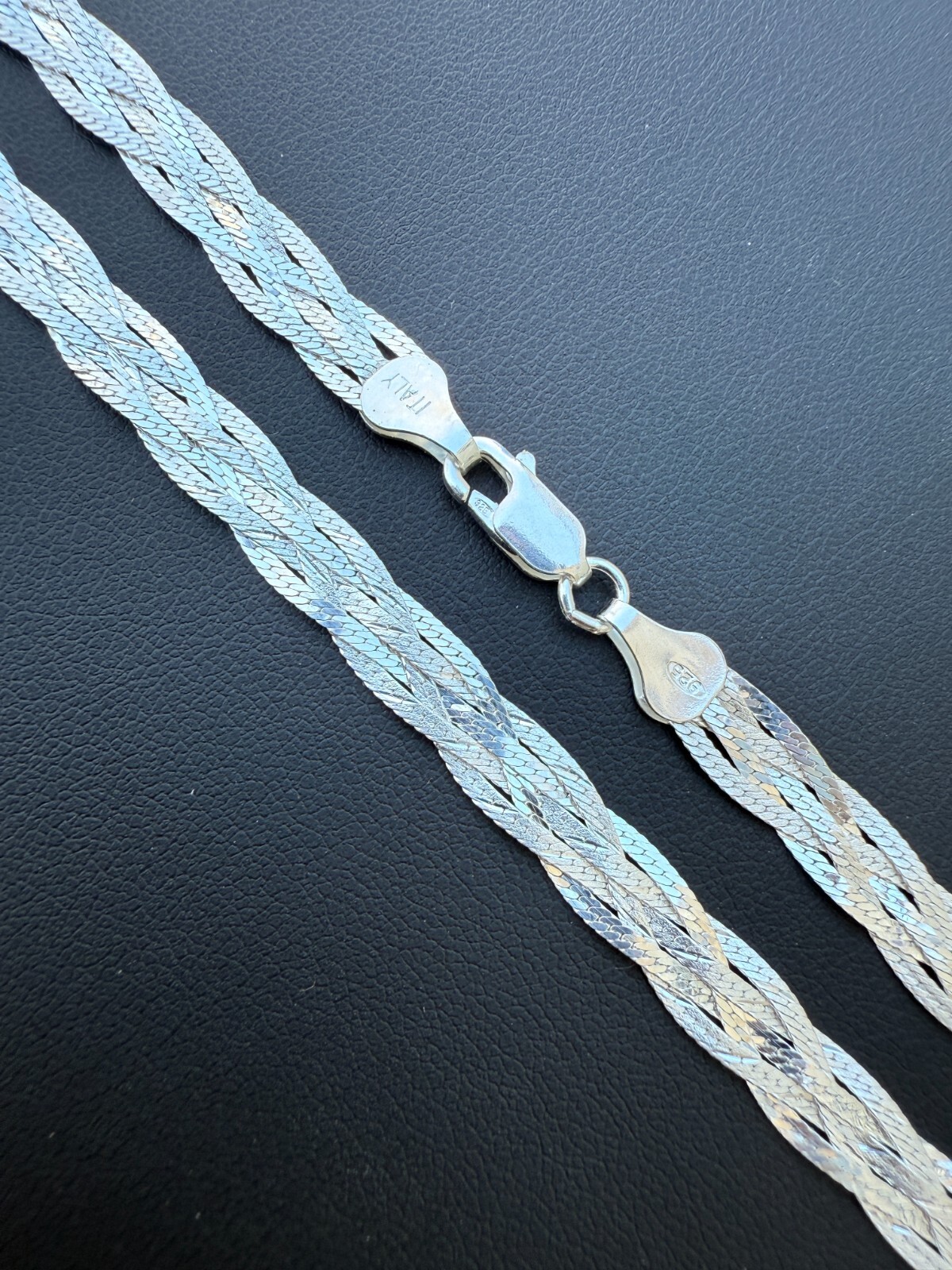 Ladies Solid 925 Sterling Silver Braided Herringbone Chain Necklace 6mm 14″-22″