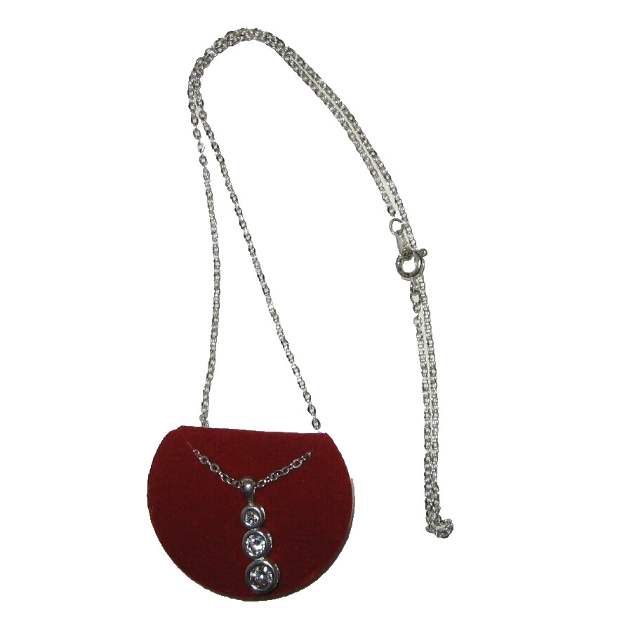 Cubic Zirconia Snowman Necklace in Flocked Snowman Box Silver-tone 18″ Chain