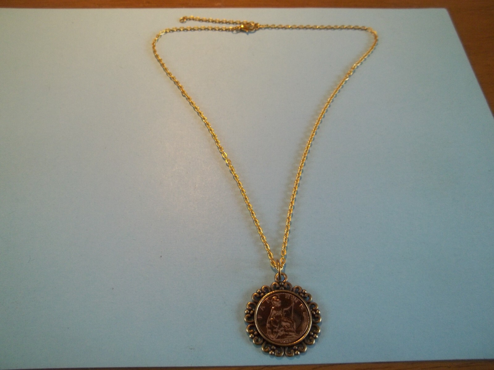 BRITANNIA FARTHING LIMITED EDITION BRONZE CASED PENDANT NECKLACE – 1911 to 1936