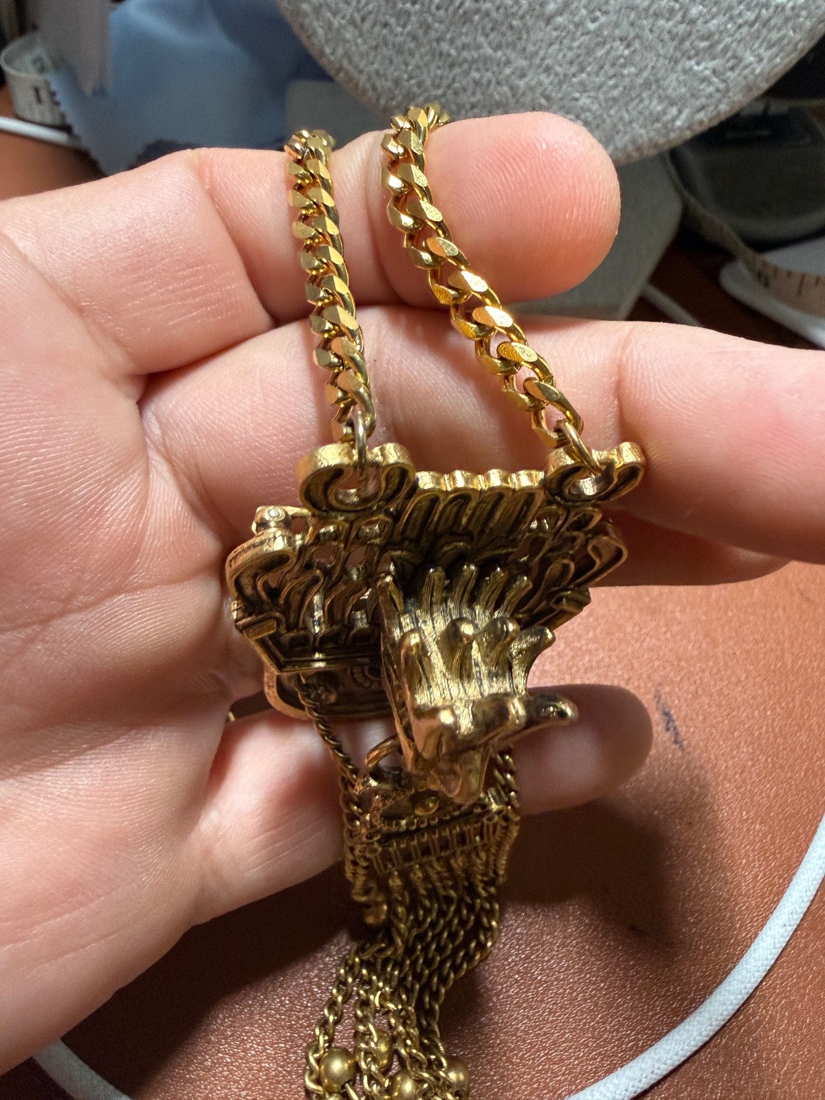 Rare Cuahutemoc Aztec Descending Eagle Necklace by Trigere, circa 1950s (#H)