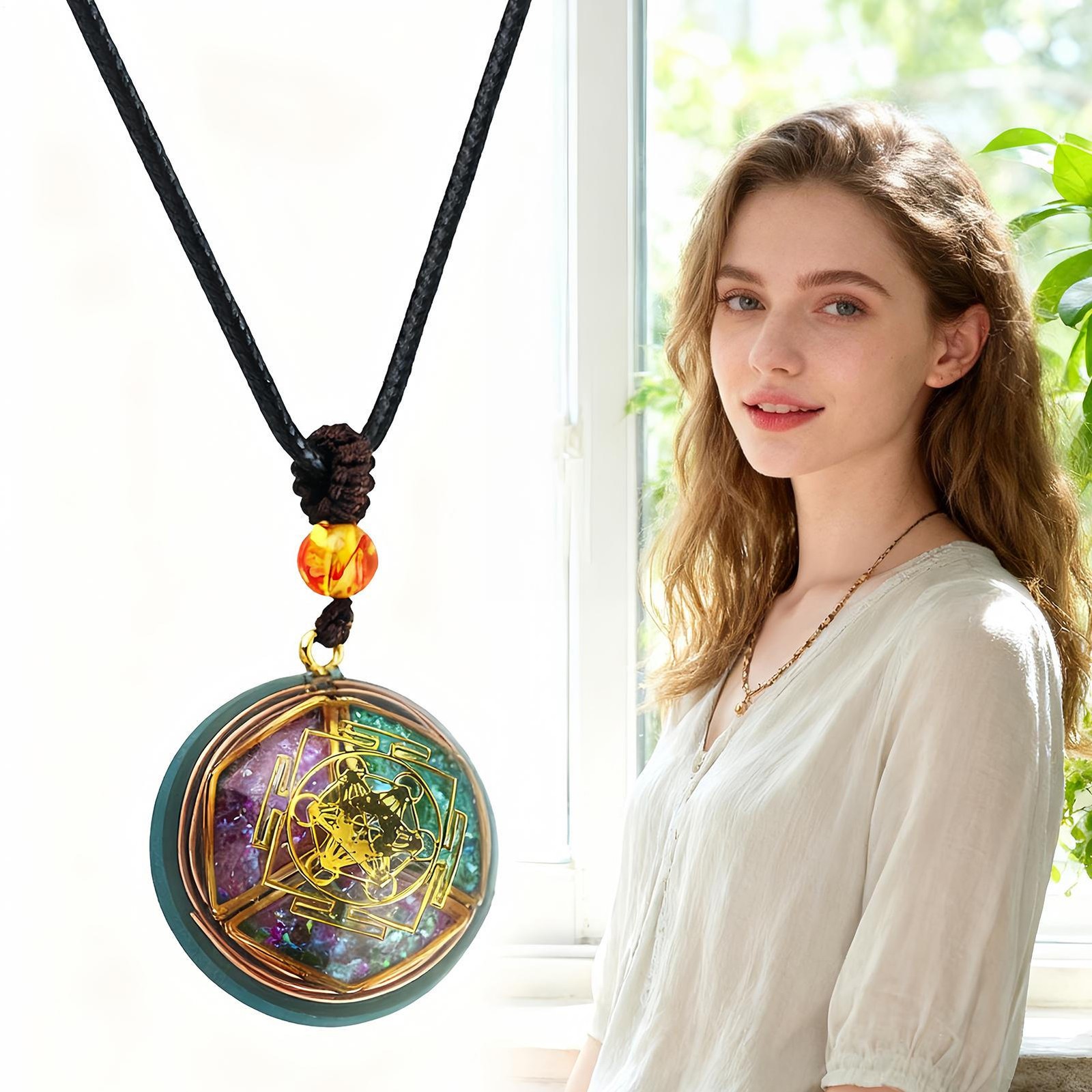 Magical Energy Amulet Necklace Spiritual Protection Crystal Pendant Necklace