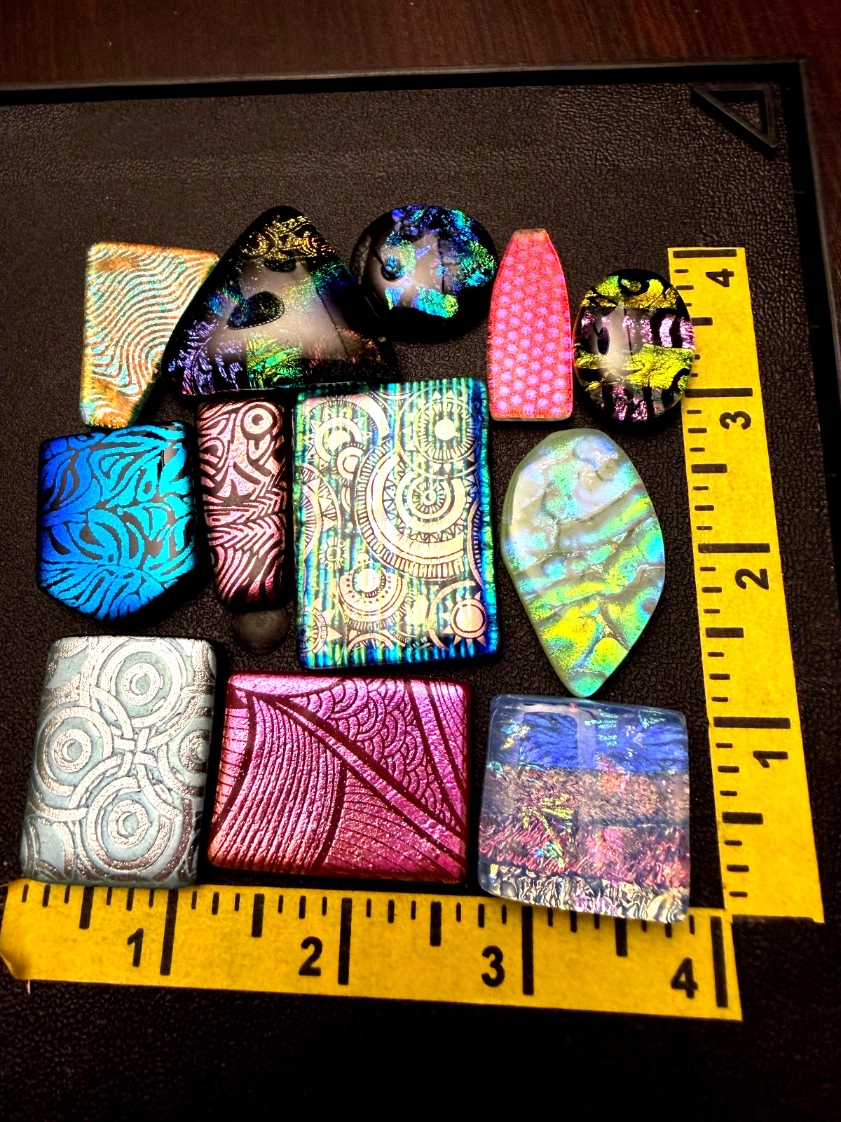 DICHROIC PENDANTS -lot of 12- Ready for bails or wire wrapping #7