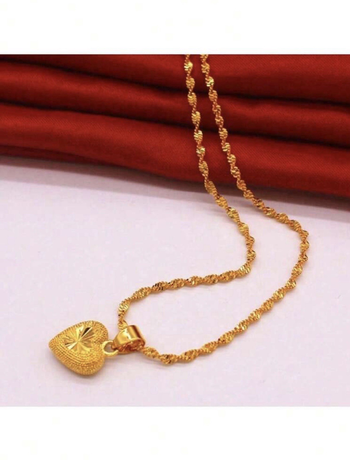 Dubai Gold Plated Heart Pendant Chain Necklace Jewellery Gift Set Uk Seller