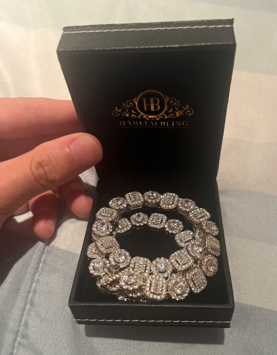 Harlembling Cluster Tennis Link Chain Necklace Iced Out CZ Stones – 925 Silver