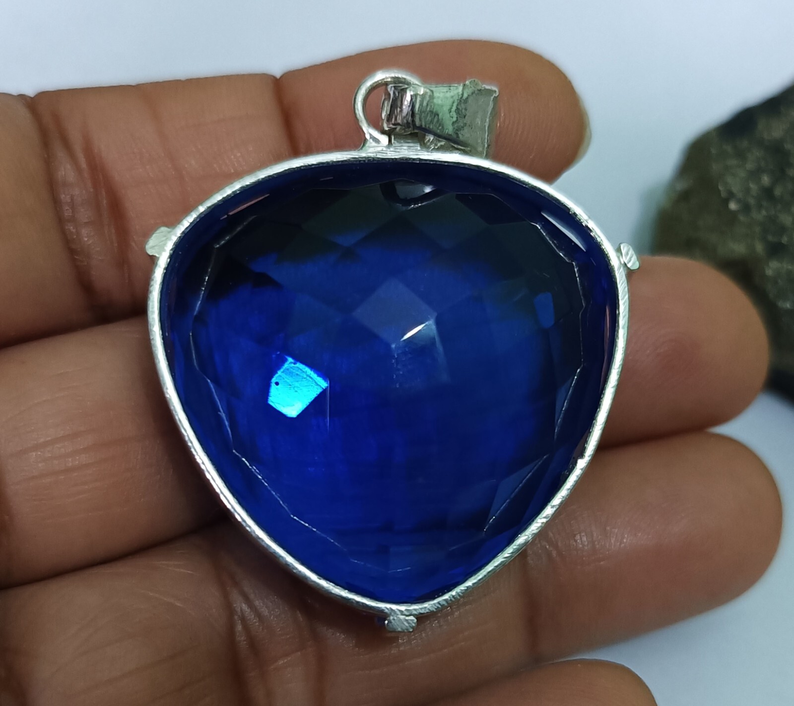 Blue Trillion Topaz Pendant EGL Certified Natural 137.25 Ct Gift For Loved Ones.
