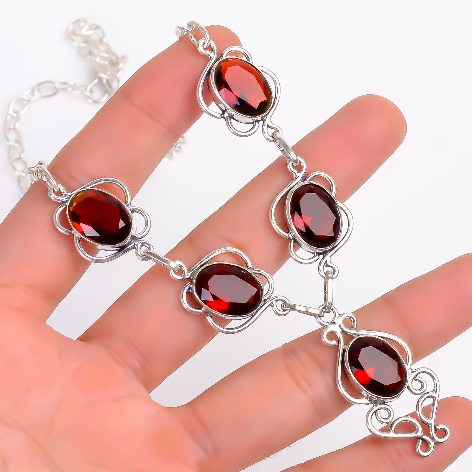 Vintage Handmade Oval Shape Gemstone Jewelry Necklace Size- 16″ to 18″