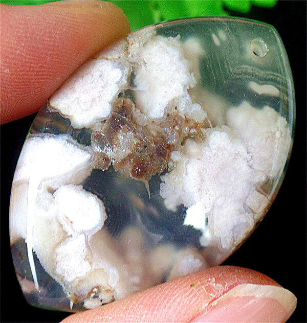 47x31x7mm Natural Cherry Blossom Agate Healing Marquise Pendant Bead ZL4597