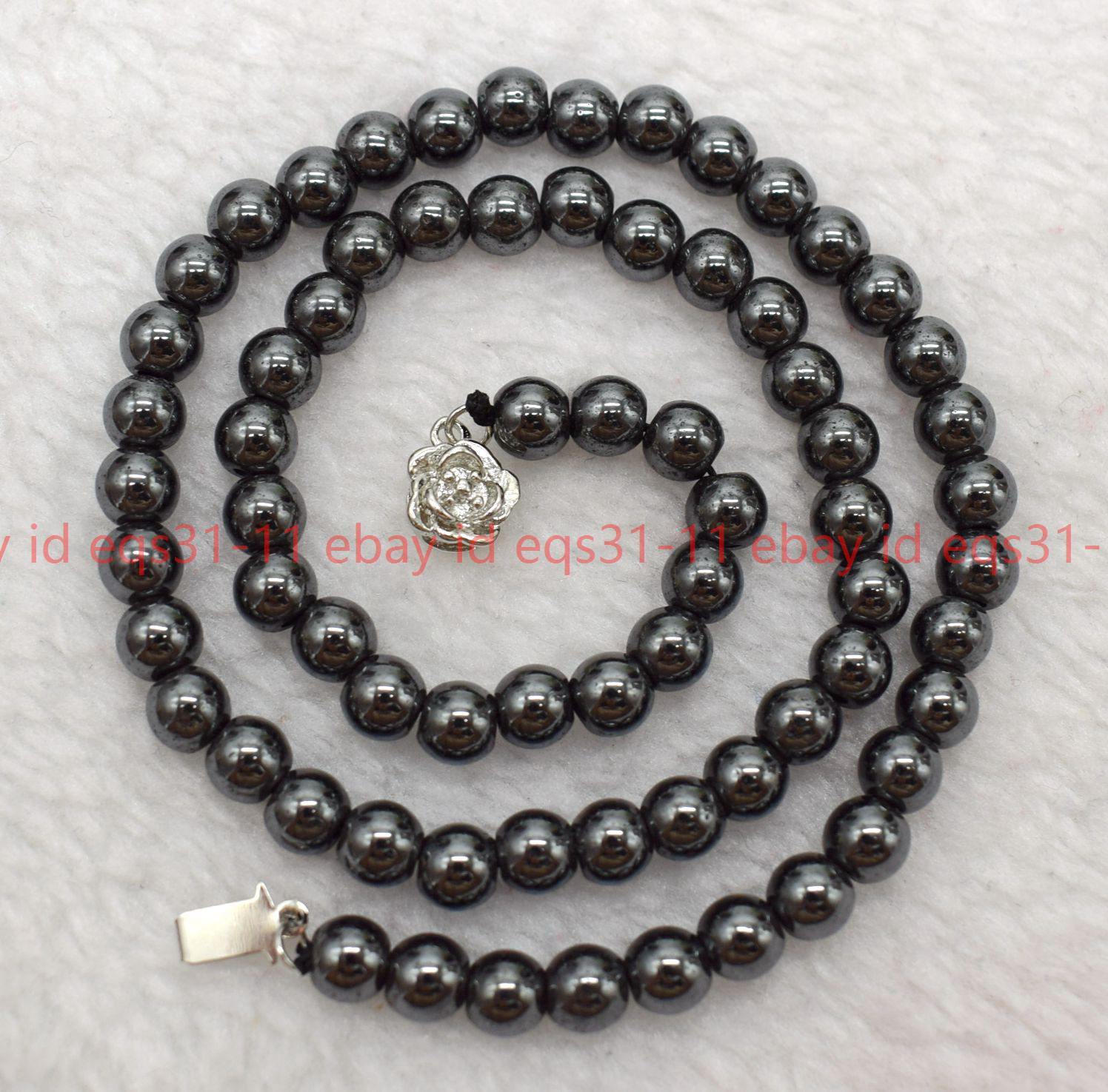 Fashion Black Magnetic Hematite Beads Health Care Necklace Women Men Jewelry