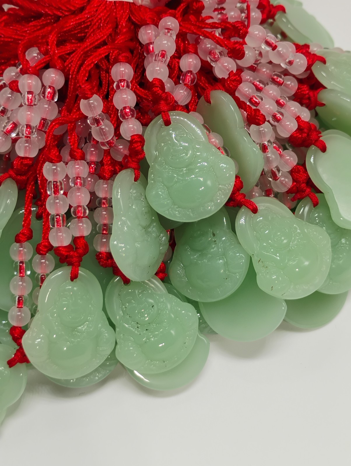 Reseller Lot Of 100 Green Jade Buddah Pendants 16″-28″ Adjustable Rope Necklace
