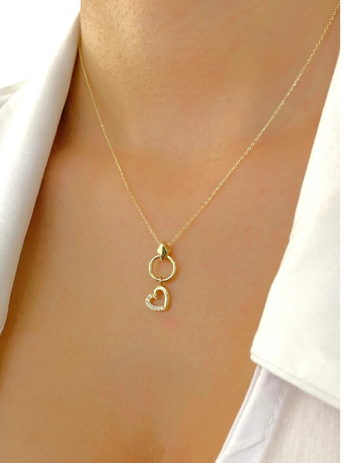 0.20Ct Round Cut Simulated Diamond Women’s Heart Pendant 14k Yellow Gold Plated