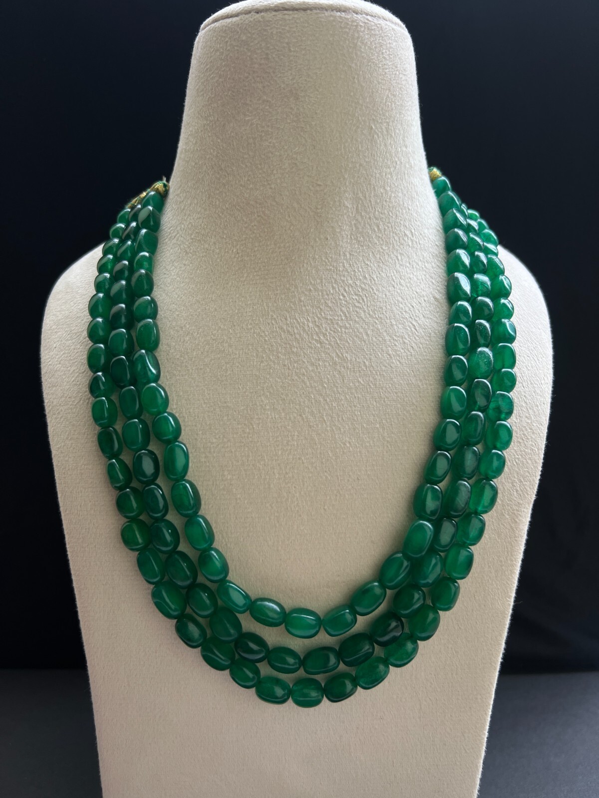 Natural Beryal oval 3 Layer Heishi Beads Necklace 18″ Handmade Layered Jewelry