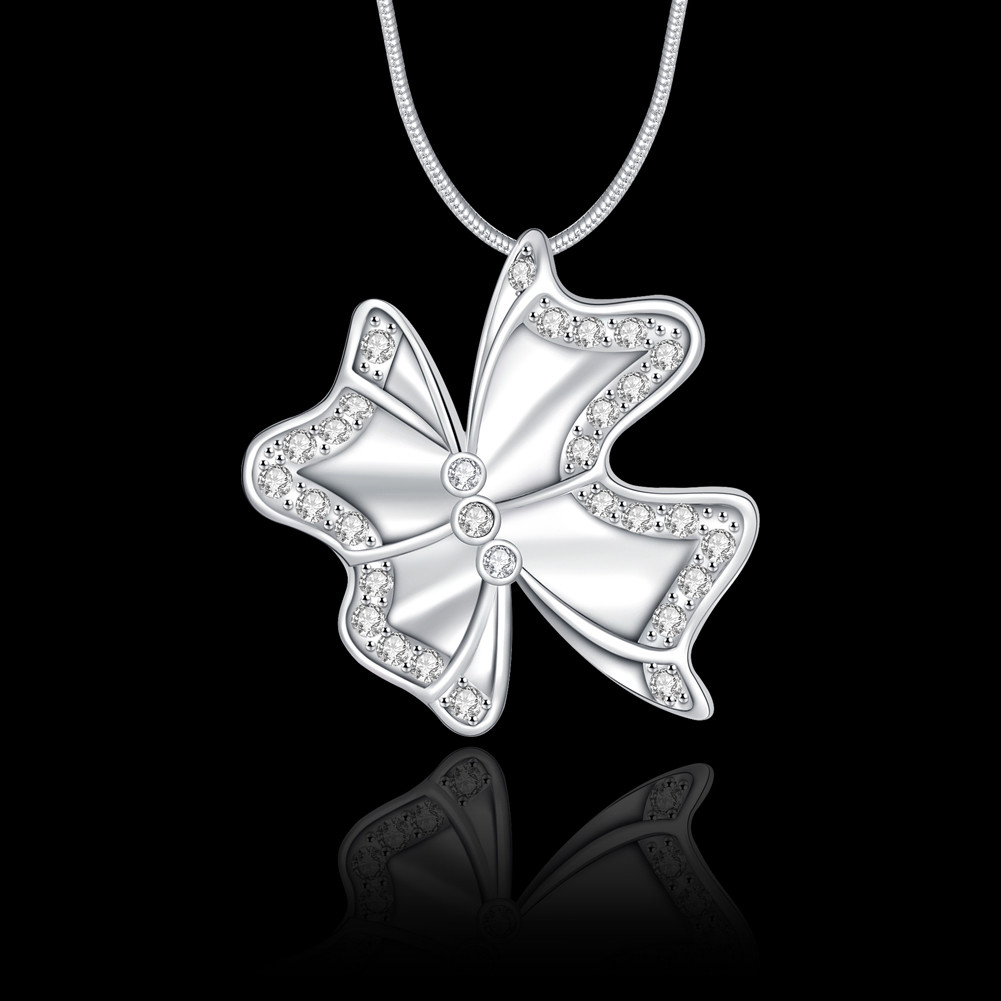 Elegant 925 Sterling Silver Filled SF Butterfly Cz Pendant Necklace N-A627 Gift