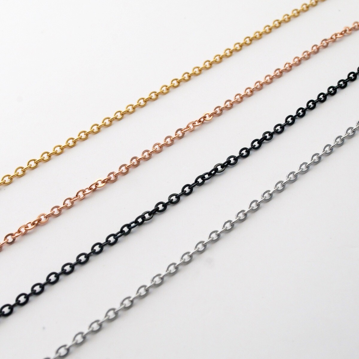1.5mm-3mm Stainless Steel Silver Gold Black Rolo Link Chain Necklace Wholesale