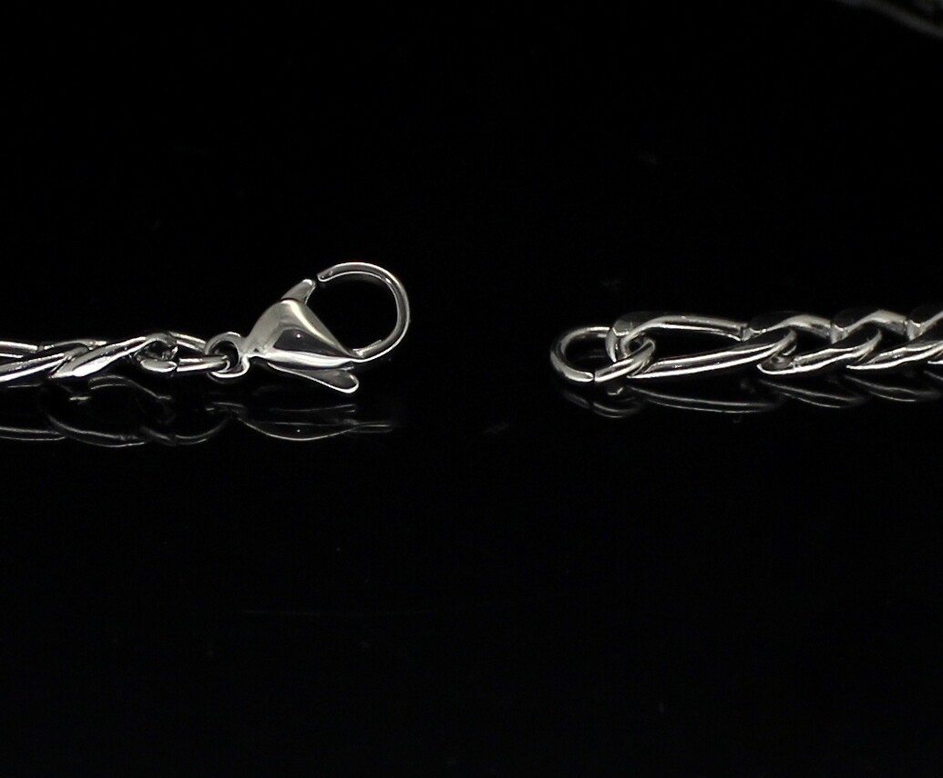 Stainless Steel Figaro Chain Bracelet Link Men Women Necklace 3/4/5/7/9/10/12mm