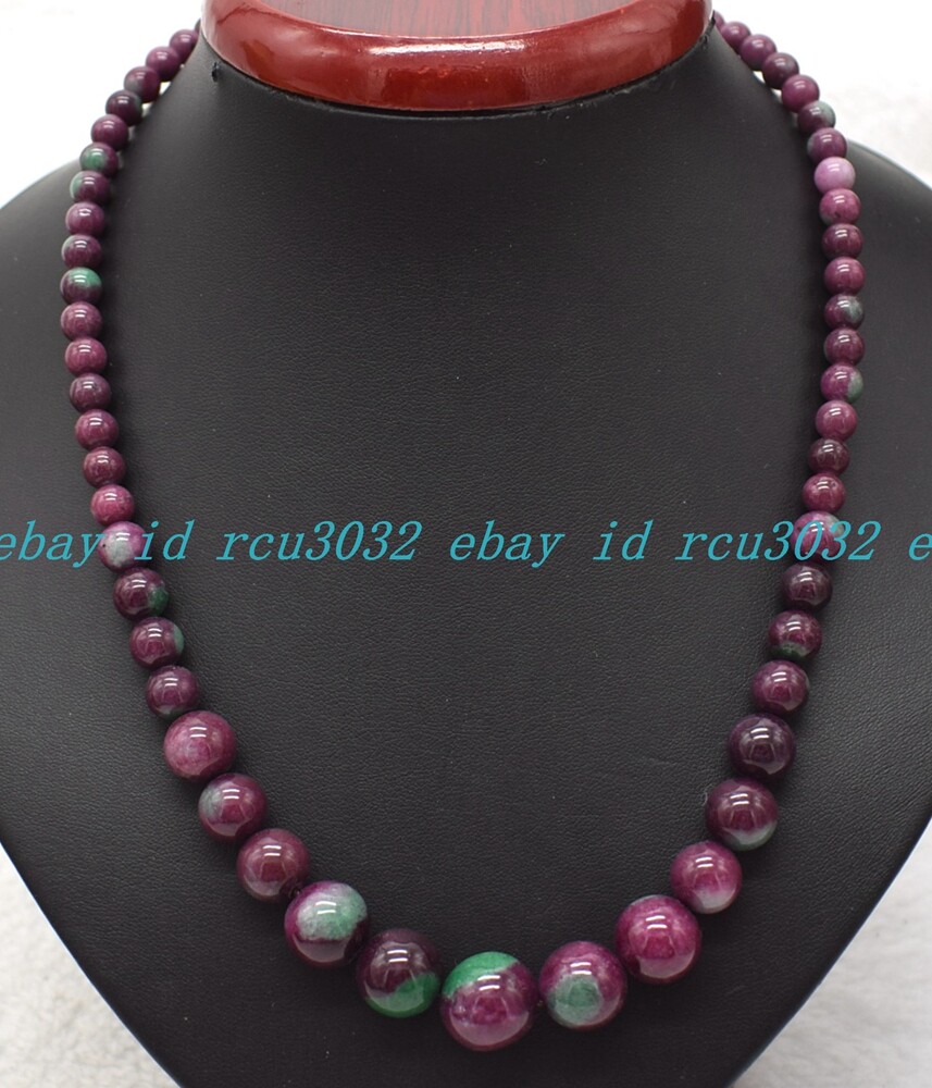 6-14mm Multicolor Natural Gemstone Round Beads Jewelry Necklace 18 Inches