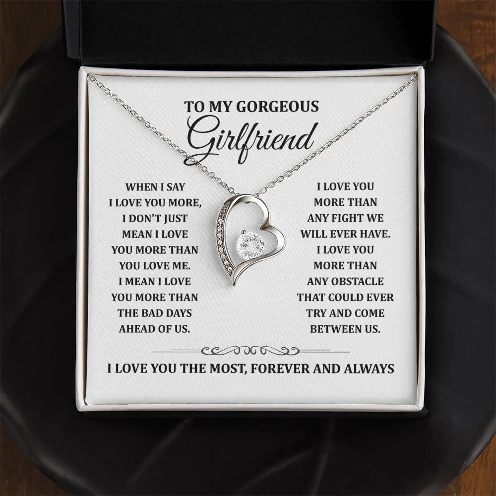 To My Girlfriend Necklace Love Heart Romantic Birthday Valentine’s Day Gift