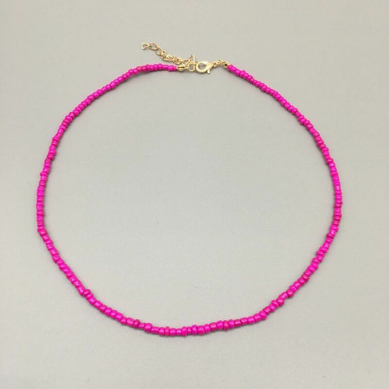 Women Necklace Seed Beads Strand String Beaded Short Jewelry 16 Inches Chokers