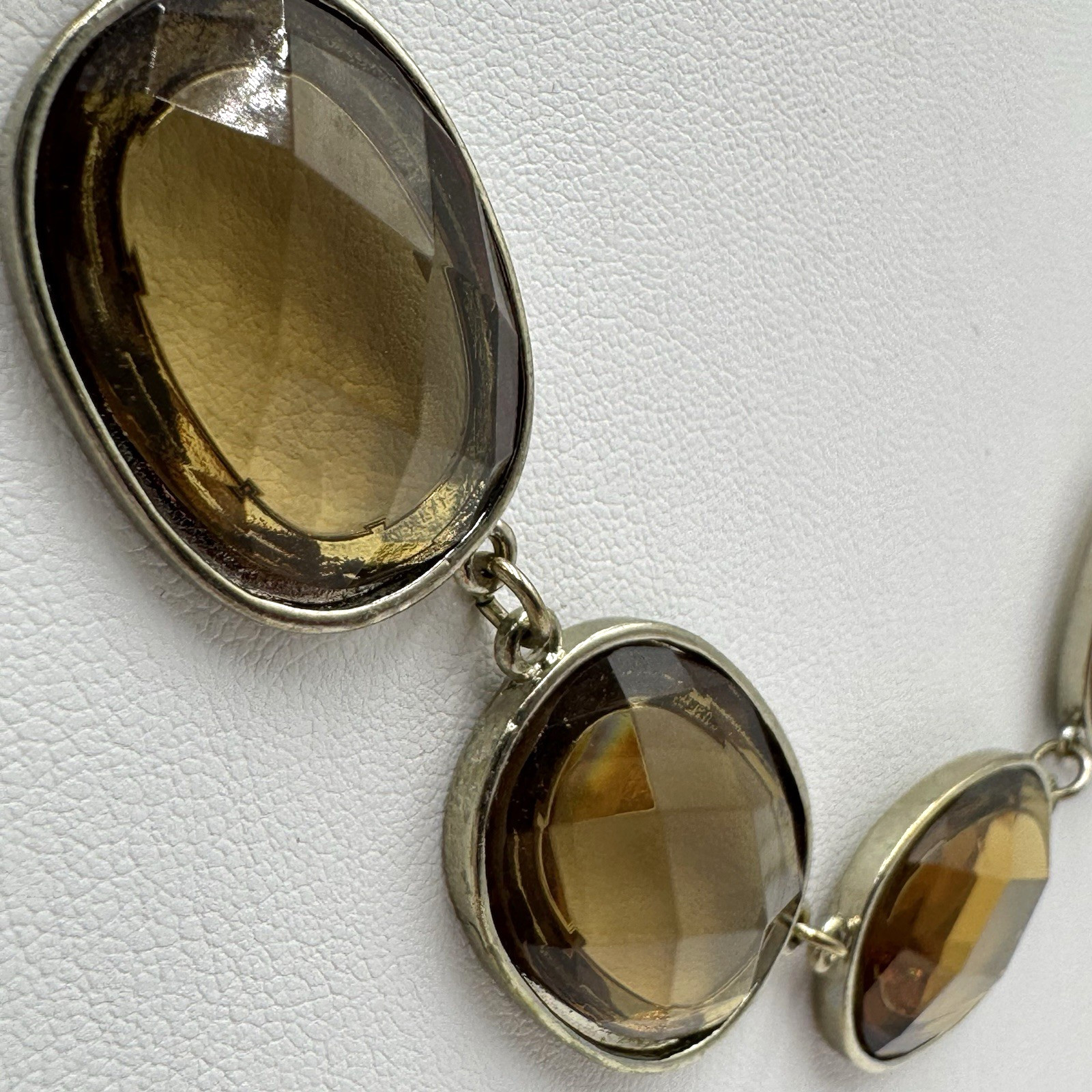 Banana Republic Statement Necklace Large Acrylic Faceted Amber Color Beads 23.5″