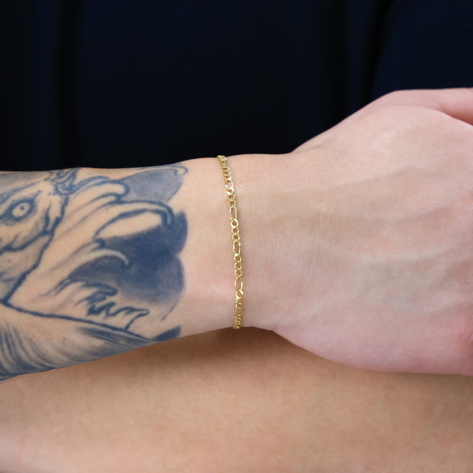 10K Yellow Gold Solid 2.75mm- 9.5mm Figaro Link Chain Bracelet Mens Womens 7″-9″