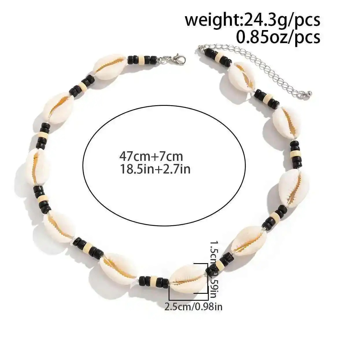 Bohemian Scallop Wood Bead Choker Necklace for Men Retro Adjustable Short