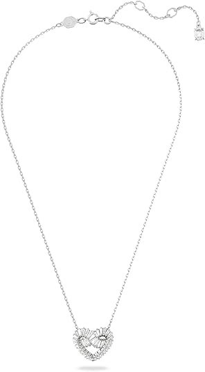 Swarovski Matrix Heart Necklace Clear Baguette Cut Crystal Rhodium Finish