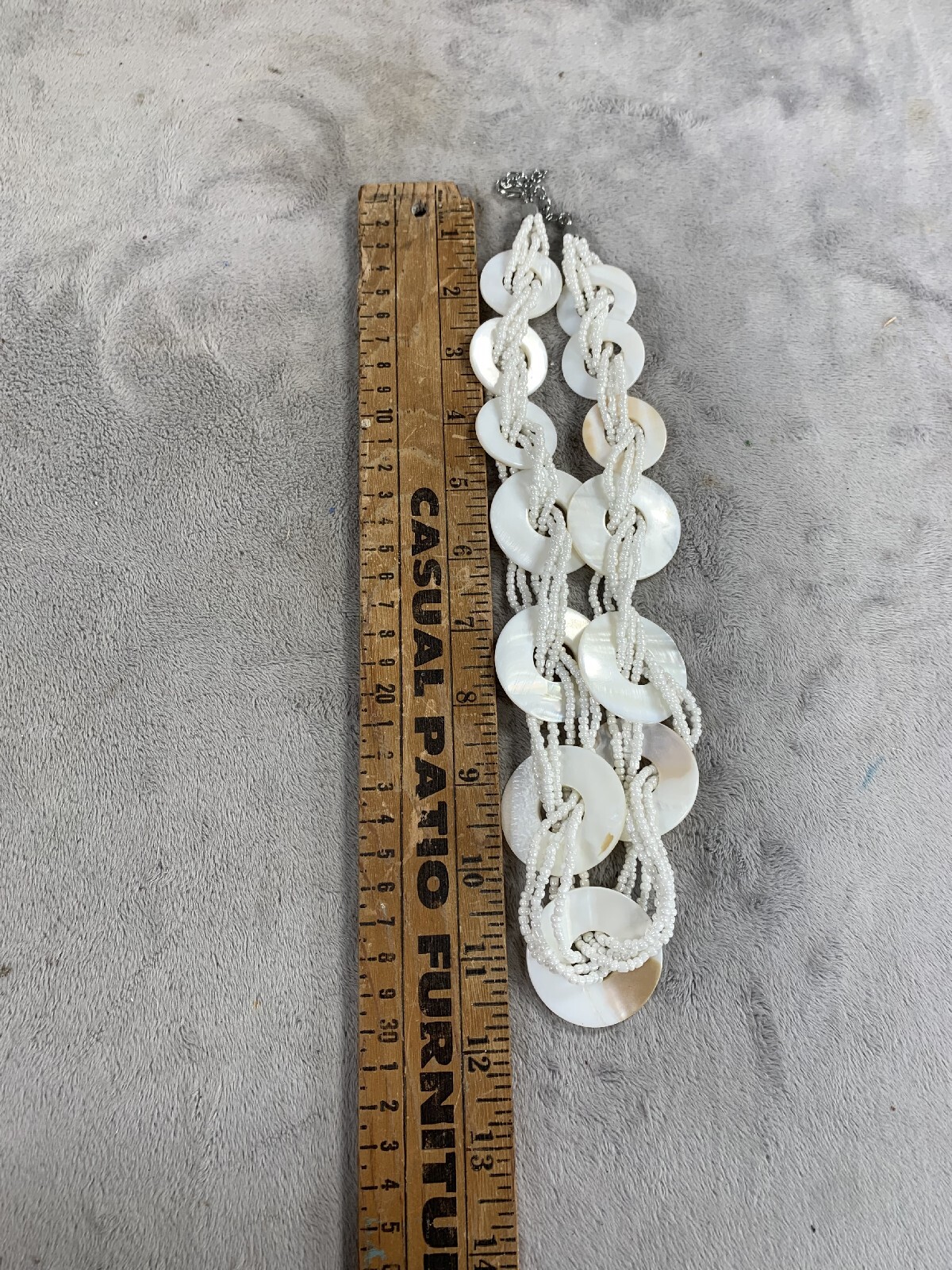 Chunky Disc Hoop Shell Necklace Twist Bead Mother of Pearl