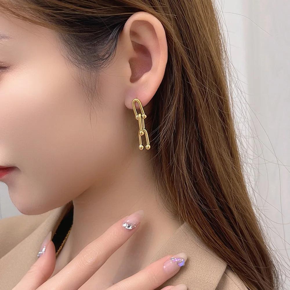Fashion 18K Gold Thick Chain Necklace Bracelet Set Waterproof Jewelry for Women