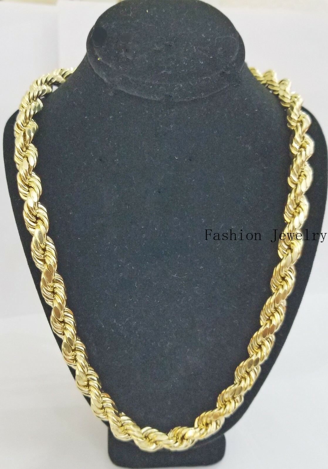 10k REAL Yellow Gold Rope Chain necklace 10mm 22″ Men thick diamond cut