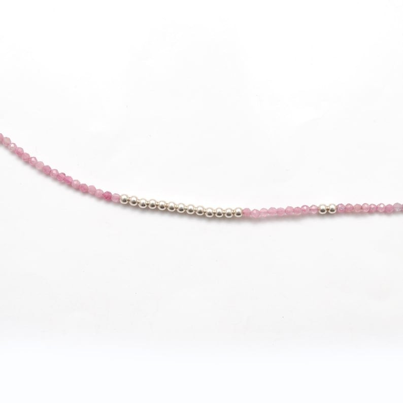 Beautiful A++ Pink Tourmaline Faceted Round Gemstone Beads Women Necklace 24”