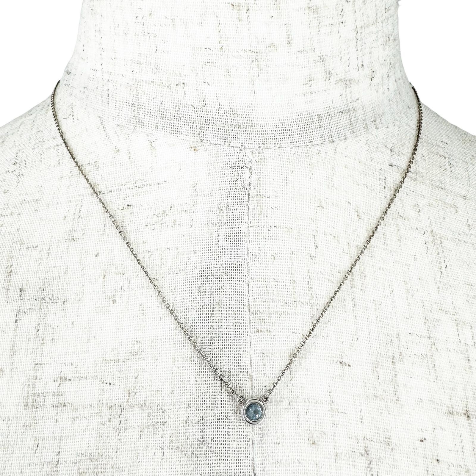 TIFFANY&Co. Elsa Peretti Color by the Yard Pendant Necklace Silver925/Aquama…