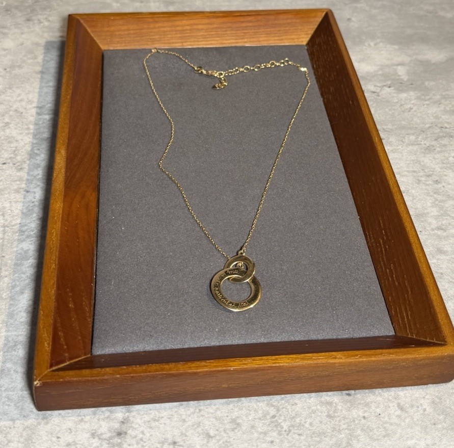 Merci Maman Gold Plated Necklace Chain & Inscribed Hoop Pendant Costume
