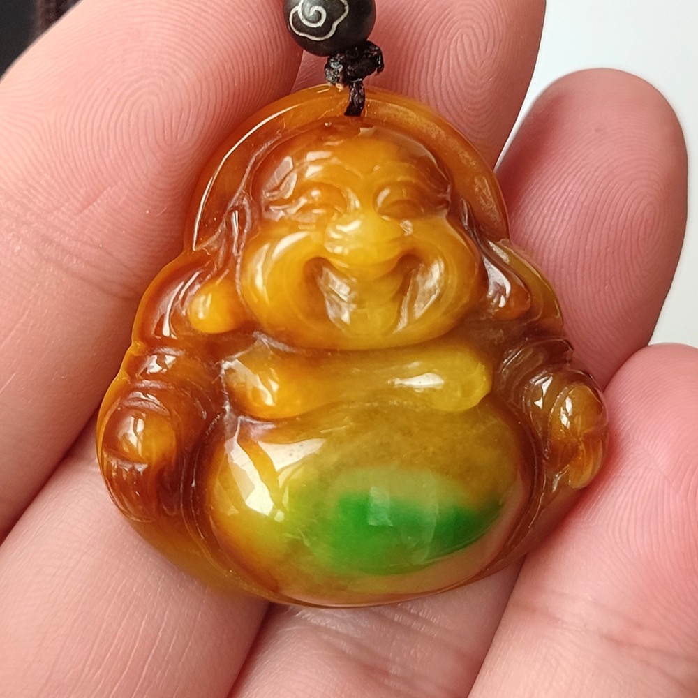 Certified Grade A Red Yellow Green Natural Burma Jade jadeite Buddha Pendant 250