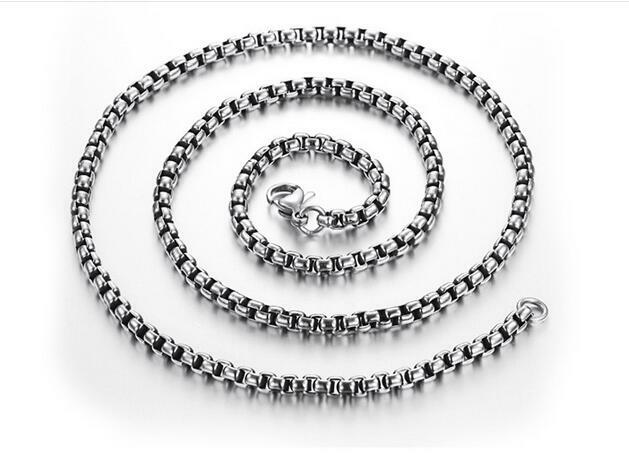 2/3/4/5/MM Men’s Chain Stainless Steel Round Box Link Necklace 20-32 inch hot yc