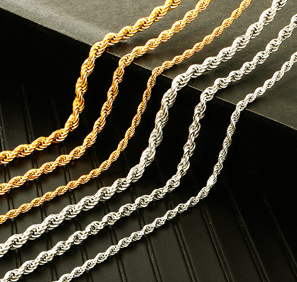 Wholesale Bulk 316L Stainless Steel Rope Chain 16, 18, 20, 24 inches Necklace