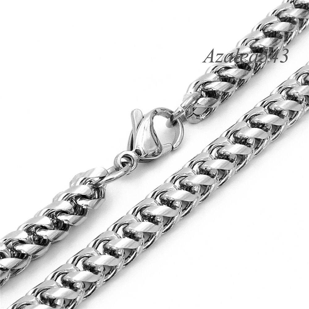Square Wheat Braided 3/4/5/6/8MM 18″~36″ Silver Stainless Steel Chain Necklace