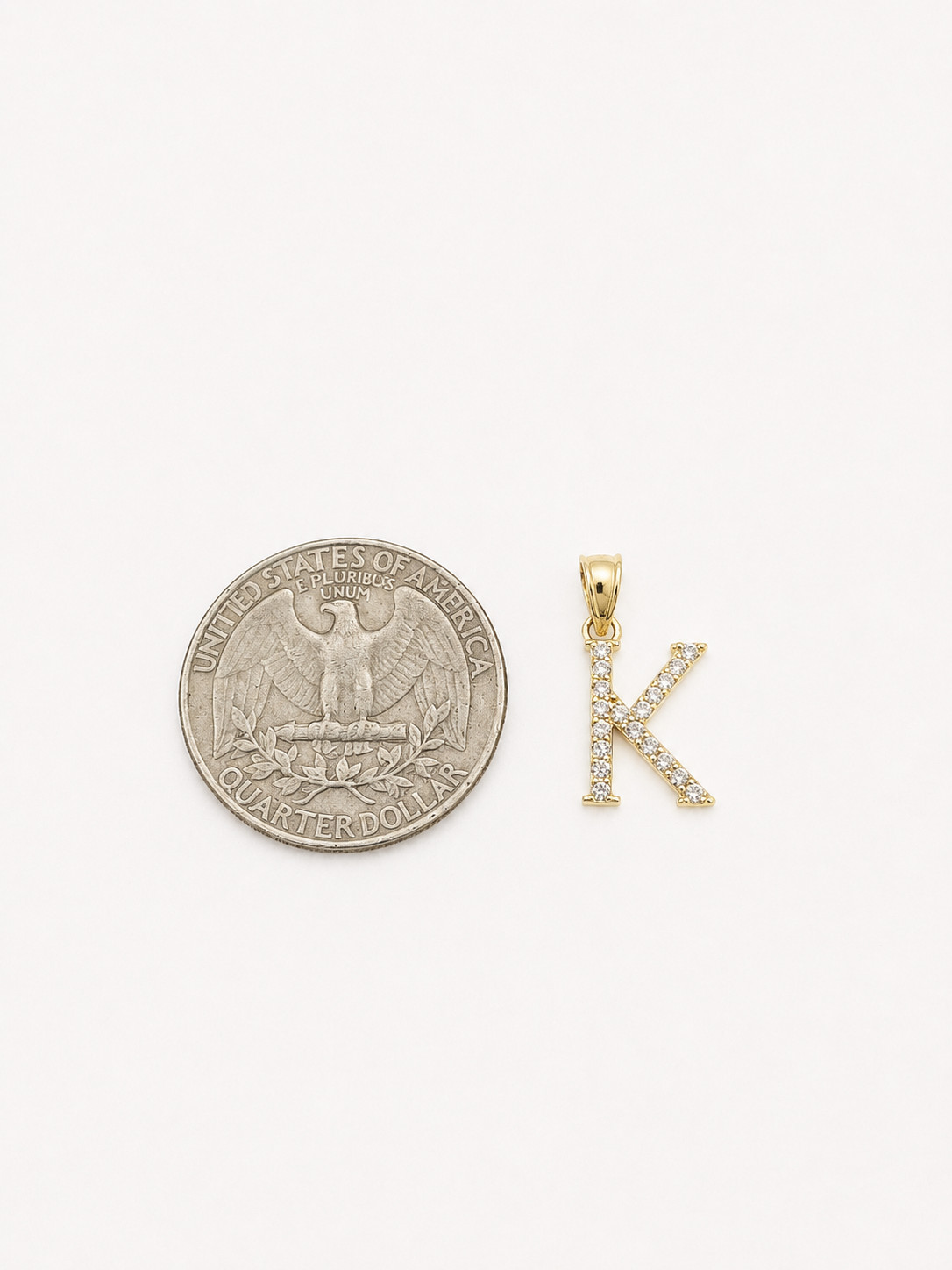 10K Gold Solid Franco Chain K Initial CZ Stone Pendant Set 1mm 16 18 20 22 Women